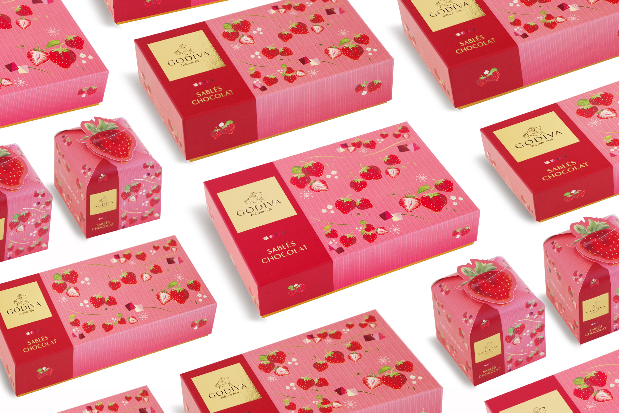 GODIVA FY26 VD Sablés Chocolat Strawberry Assortment