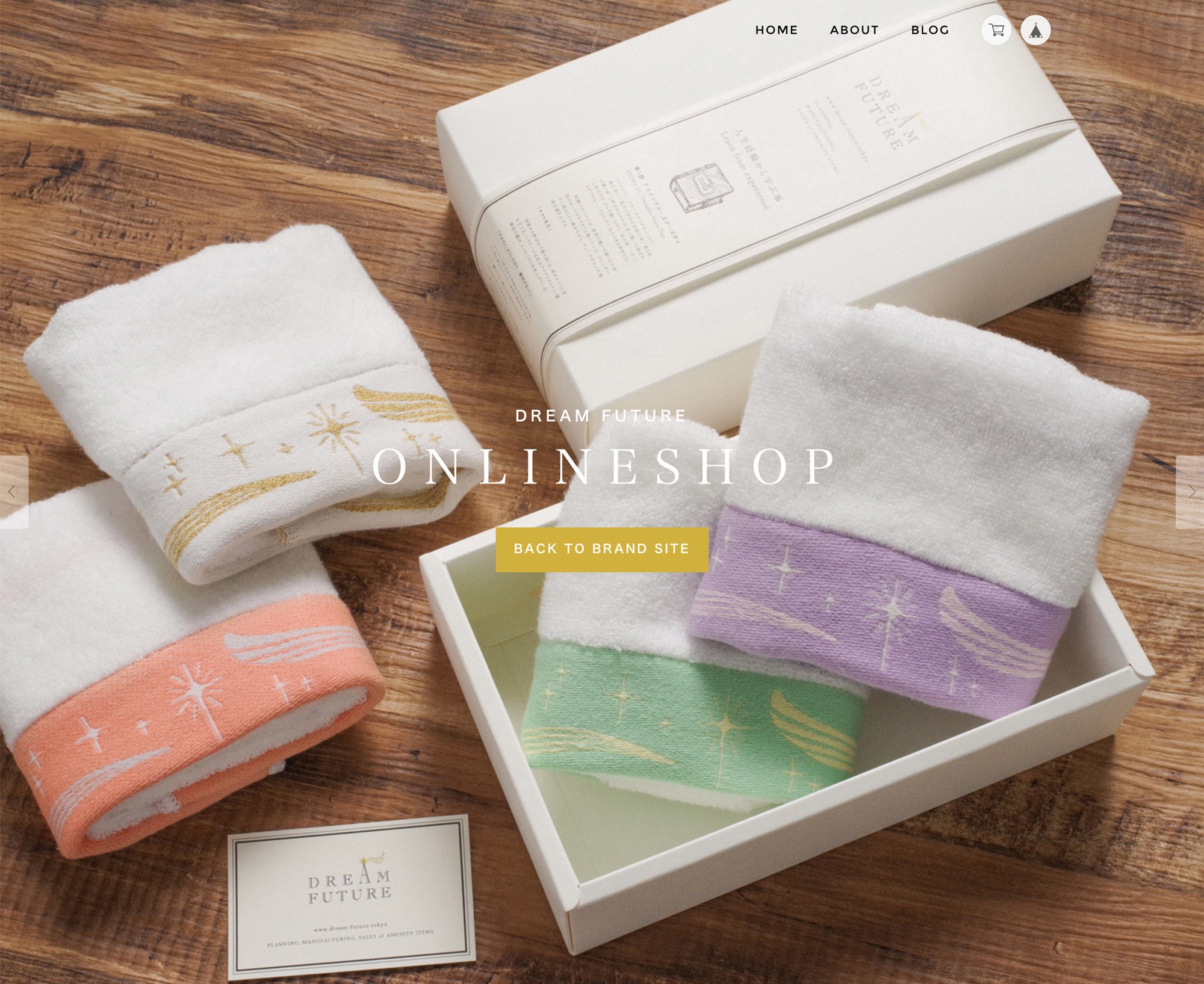 DREAM FUTURE Towel design, package, logo, web design, Best of Packaging in Japan 33 Achievements