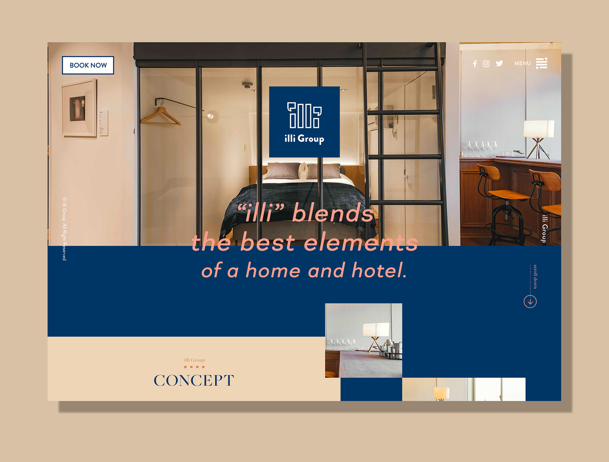 illi Hotel  Website, logo art direction and design