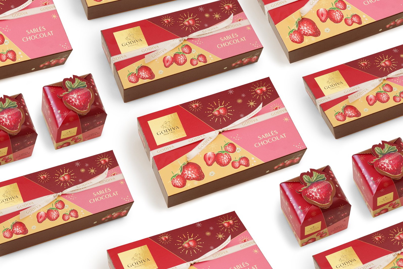 GODIVA FY25 VD Sablés Chocolat Strawberry Assortment